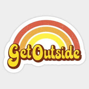 Get Outside Retro Rainbow Sticker